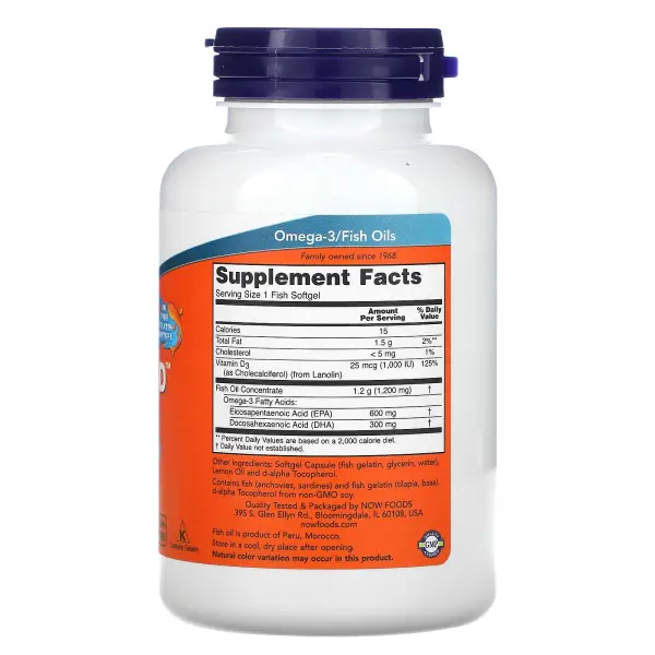 NOW Foods Ультра Омега 3-D 90 капсул из рыбьего желатина