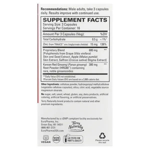 Terry Naturally, HRG80, красный женьшень, 48 капсул