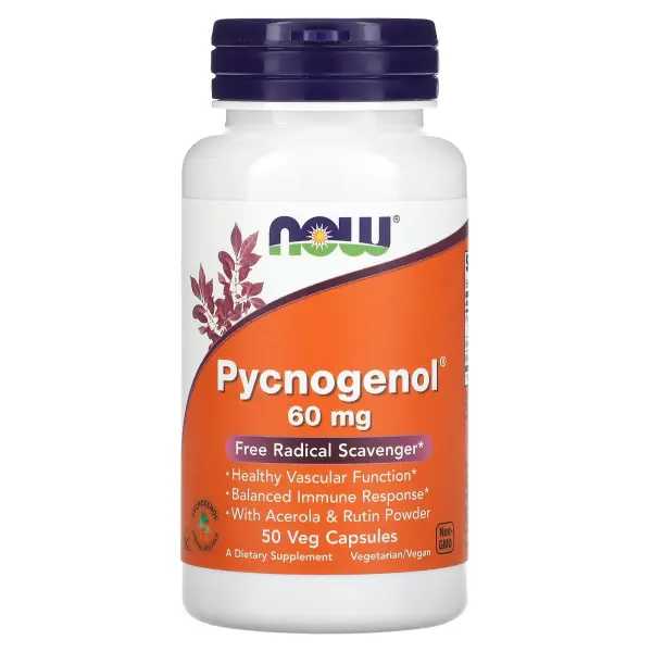 NOW Foods, Pycnogenol® с ацеролой и рутином, 50 вегетарианских капсул