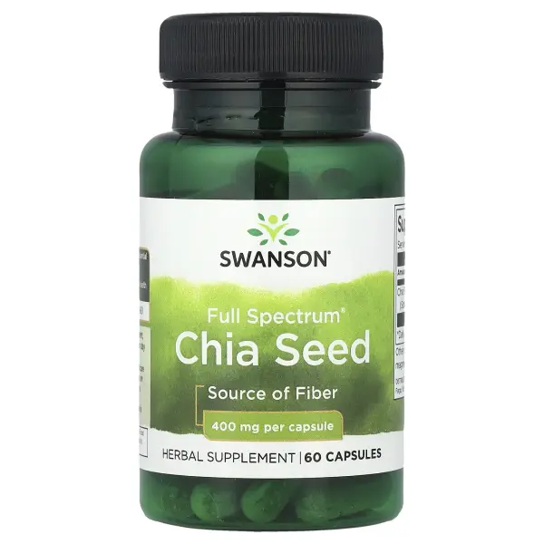 Swanson, Семена чиа полного спектра, 400 мг, 60 капсул