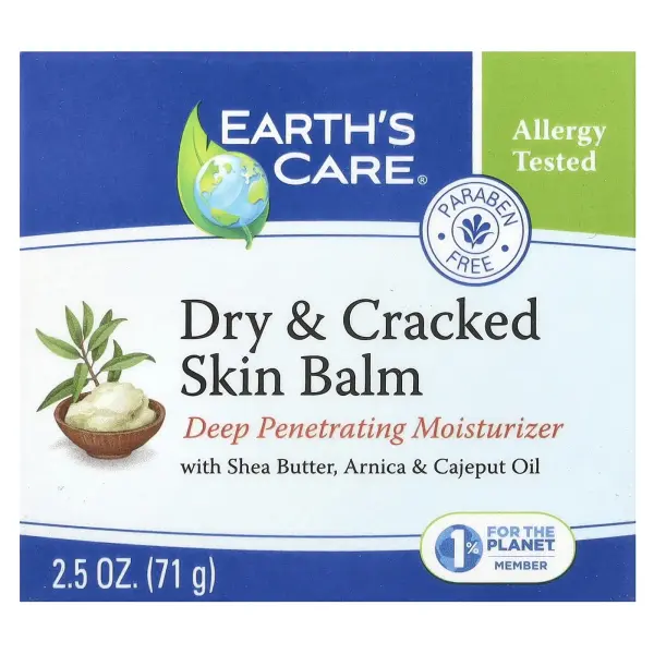 Earth's Care, Бальзам для сухой и потрескавшейся кожи, с маслом ши, арникой и маслом каяпуты, 71 г (