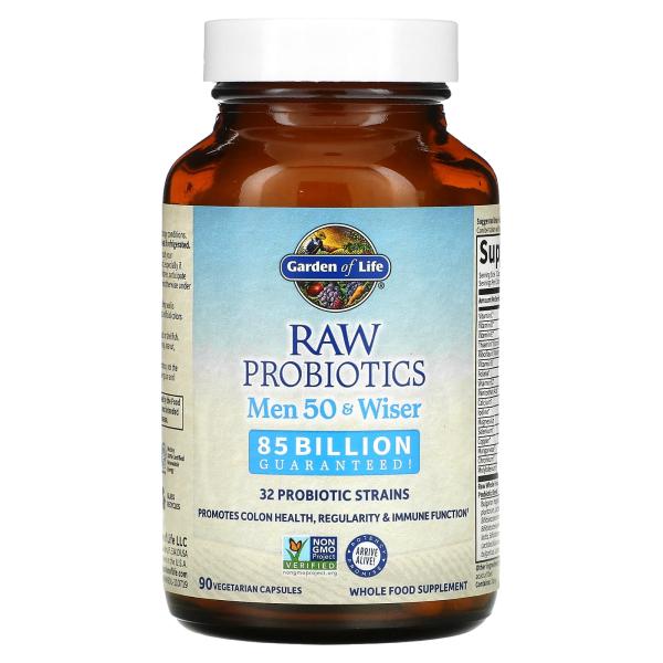 Garden of Life, пробиотики RAW, для мужчин от 50 лет, 90 вегетарианских капсул