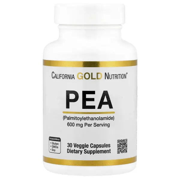 California Gold Nutrition, ПЭА (пальмитоилэтаноламид), 30 вегетарианских капсул (300 мг в 1 капсуле)