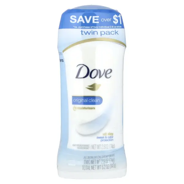 Dove, Твердый дезодорант, не оставляющий следов, «Оригинальная чистота», 2 шт. по 74 г