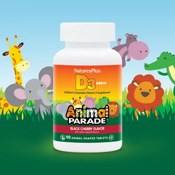 NaturesPlus, Source of Life, Animal Parade, витамин D3, со вкусом натуральной черешни, 500 МЕ, 90 та – оригинальная продукция AthleticFuel