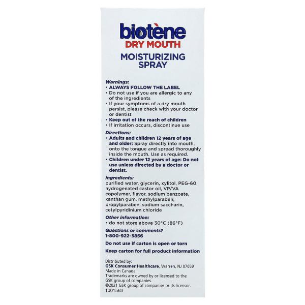 Biotene Dental Products, увлажняющий спрей от сухости во рту, нежная мята, 44,3 мл (1,5 жидк. унции)