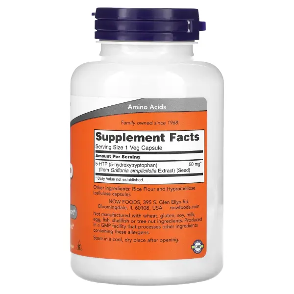 NOW Foods 5-гидрокситриптофан 5-HTP 50 мг 180 капсул