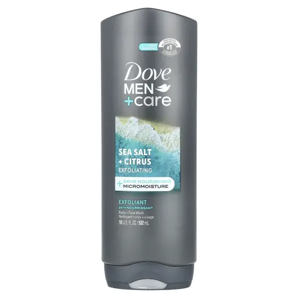 Dove, Men + Care, гель для душа и тела, морская соль и цитрус, 532 мл (18 жидк. унц.)