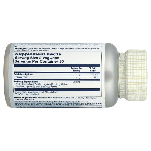 Solaray, бактерии бациллус коагуланс (B. coagulans), 2,5 млрд жизнеспособных клеток, 60 вегетарианск