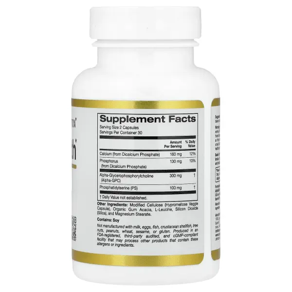 California Gold Nutrition, добавка для здоровья мозга с альфа-глицерофосфорилхолином, кальцием, фосф – оригинальная продукция AthleticFuel