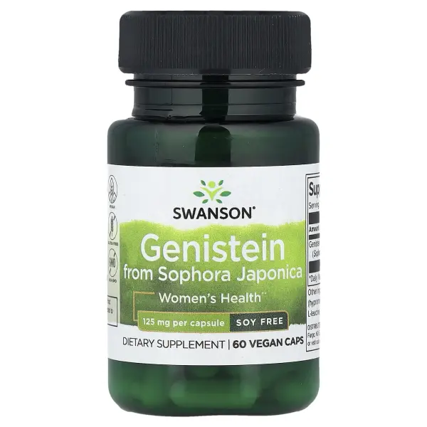 Swanson, Genistein from Sophora japonica, без сои, 125 мг, 60 растительных капсул