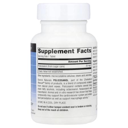 Source Naturals, Поликосанол, 20 мг, 60 таблеток – оригинальная продукция AthleticFuel