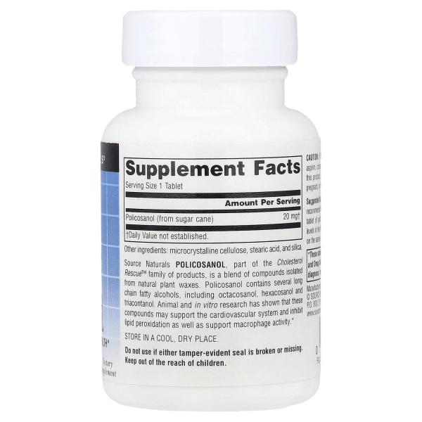 Source Naturals, Поликосанол, 20 мг, 60 таблеток – оригинальная продукция AthleticFuel