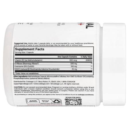 Codeage, Liposomal NADH +, центурион, 60 капсул – оригинальная продукция AthleticFuel