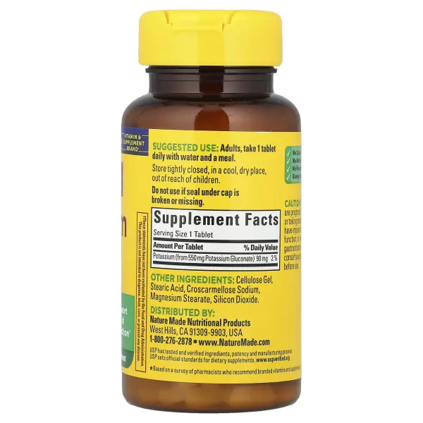 Nature Made, Глюконат калия, 90 мг, 100 таблеток Nature Made, Глюконат калия, 90 мг, 100 таблеток