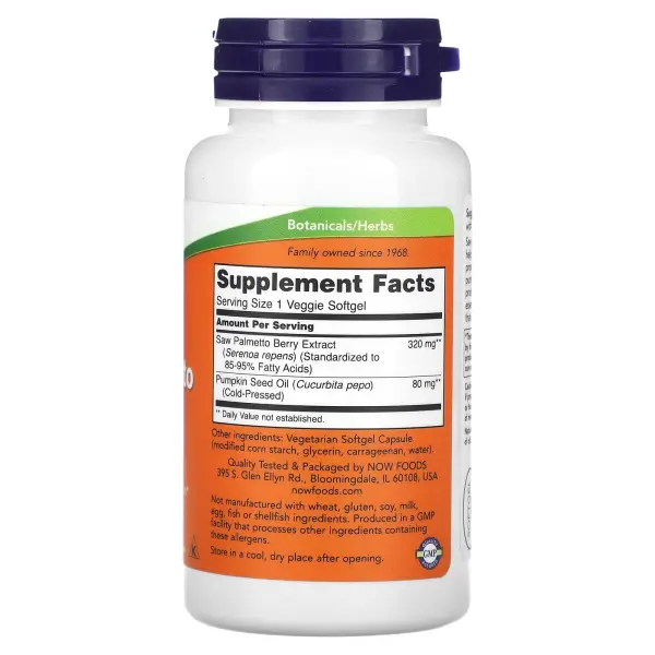 NOW Foods, экстракт серенои, мужское здоровье, 320 мг, 90 растительных капсул – оригинальная продукция AthleticFuel