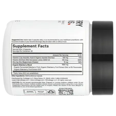 Codeage, Витамины из бузины, 90 капсул