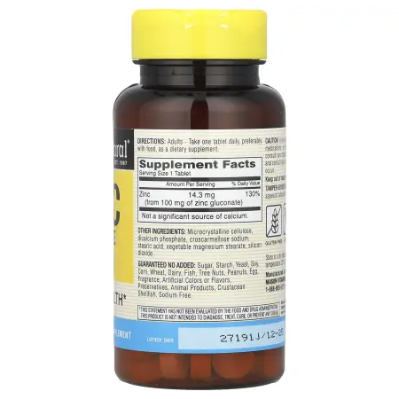 Mason Natural, Цинк, 100 мг, 100 таблеток