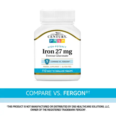 21st Century, Высокоэффективное железо, 27 мг, 110 таблеток