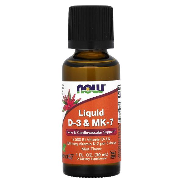 NOW Foods Жидкий витамин D3 и MK-7 30 мл