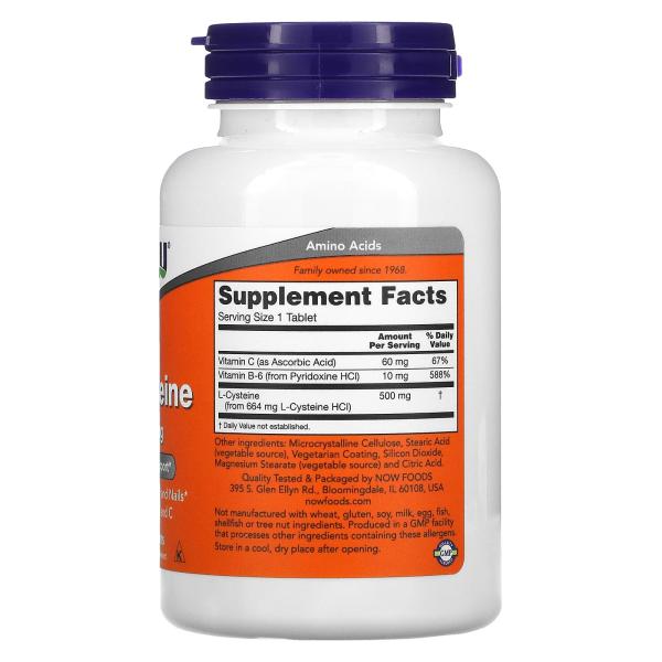 NOW Foods L-цистеин 500 мг 100 таблеток – оригинальная продукция AthleticFuel