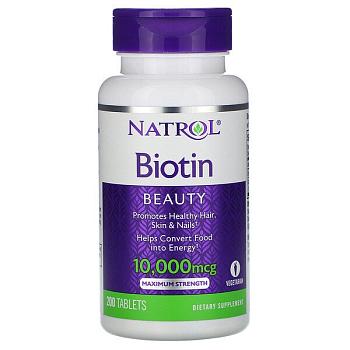 Фото Natrol, биотин, максимальная сила действия, 10 000 мкг, 100 таблеток