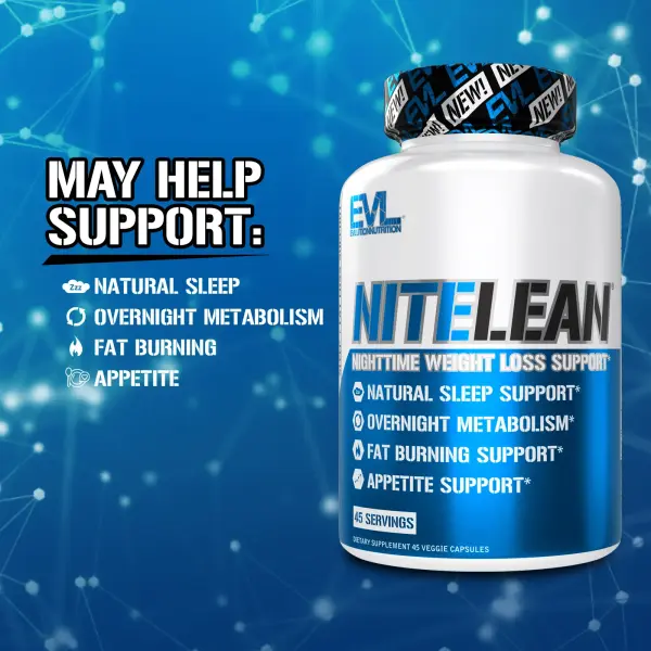 EVLution Nutrition, NiteLean, поддержка для снижения веса в ночное время, 30 растительных капсул
