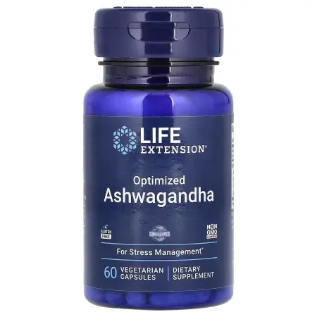 Life Extension, оптимизированный экстракт ашваганды, 60 вегетарианских капсул