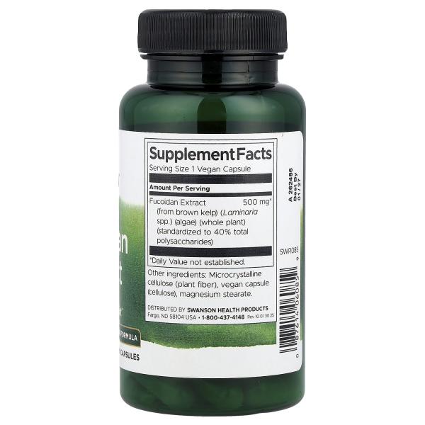 Swanson, Экстракт фукоидана, 500 мг, 60 веганских капсул