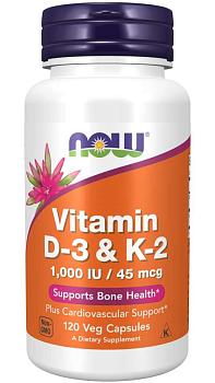 Фото NOW Foods Vitamin D-3 & K-2 1000 IU / 45 mcg 120 caps