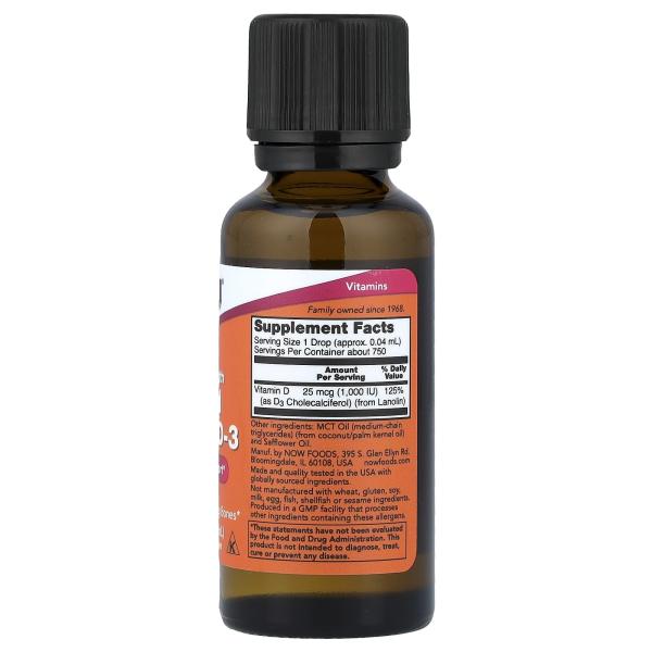 NOW Foods Жидкий витамин D3 1000 МЕ 30 мл