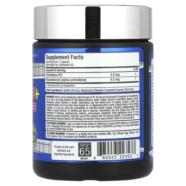 ALLMAX Nutrition Йохимбин гидрохлорид и раувольсцин 3 мг 60 капсул