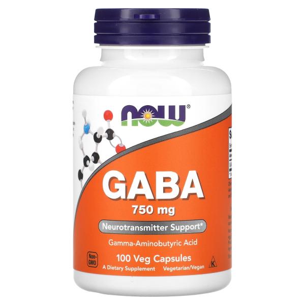 NOW Foods GABA Гамма-аминомасляная кислота 750 мг 100 капсул
