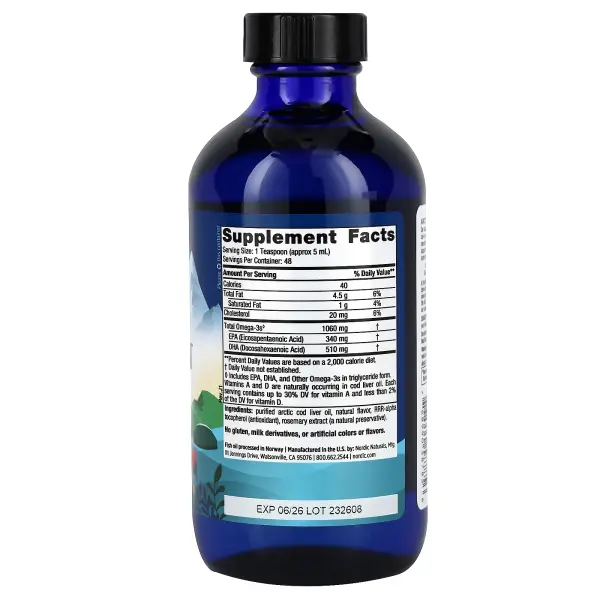Nordic Naturals, масло печени арктической трески, со вкусом лимона, 237 мл (8 жидк. унций) – оригинальная продукция AthleticFuel