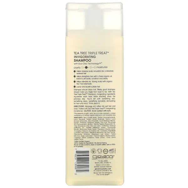 Giovanni, Tea Tree Triple Treat, тонизирующий шампунь, для всех типов волос, 250 мл (8,5 жидк. унции