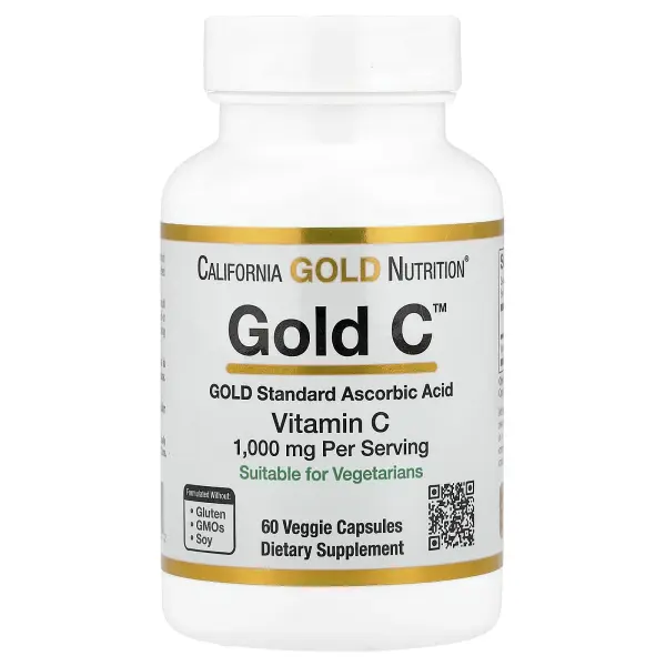 California Gold Nutrition, Gold C, витамин C класса USP, 1000 мг, 60 вегетарианских капсул