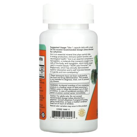 NOW Foods Железо 36 мг 90 капсул