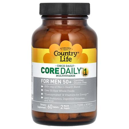 Country Life, Core Daily-1, мультивитамины для мужчин старше 50 лет, 60 таблеток – оригинальная продукция AthleticFuel