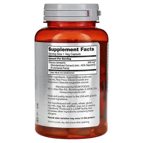 NOW Foods Sports Трибулус 500 мг 100 капсул – оригинальная продукция AthleticFuel