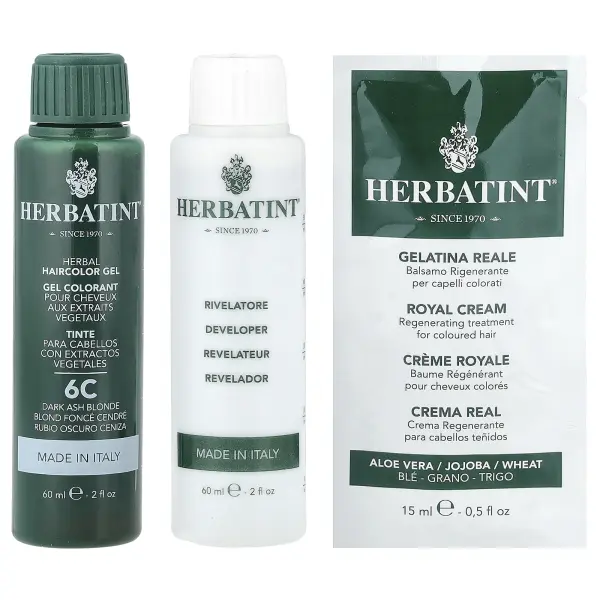 Herbatint, Стойкая гель-краска для волос, 6C, темный пепельный блондин, 135 мл (4,56 жидк. унции)