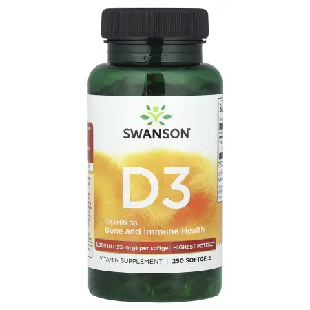 Swanson Витамин D3 5000 МЕ 250 капсул – оригинальная продукция AthleticFuel