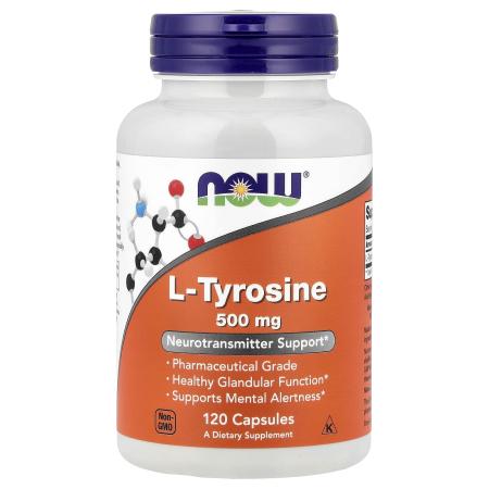 NOW Foods L-тирозин 500 мг 120 капсул – оригинальная продукция AthleticFuel