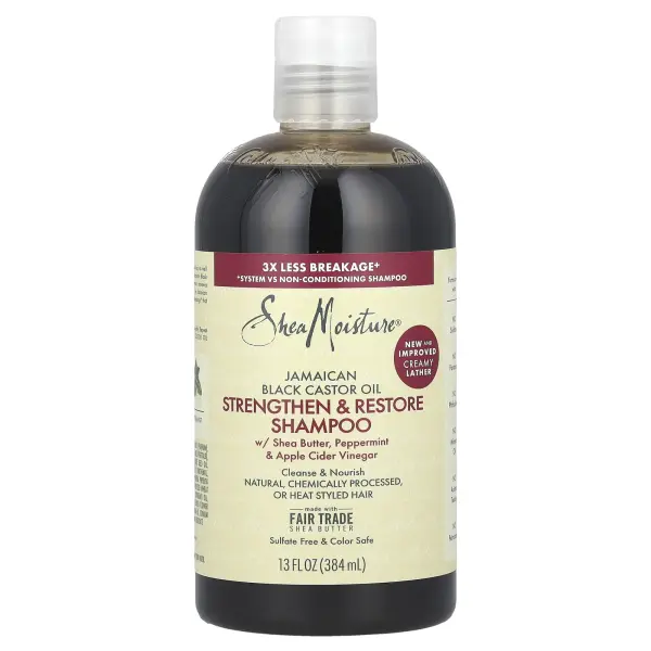 SheaMoisture, ямайское черное касторовое масло, укрепляющий и восстанавливающий шампунь, 384 мл (13 