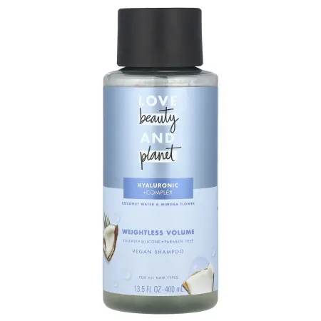 Love Beauty and Planet, Веганский шампунь, кокосовая вода и цветок мимозы, для всех типов волос, 400