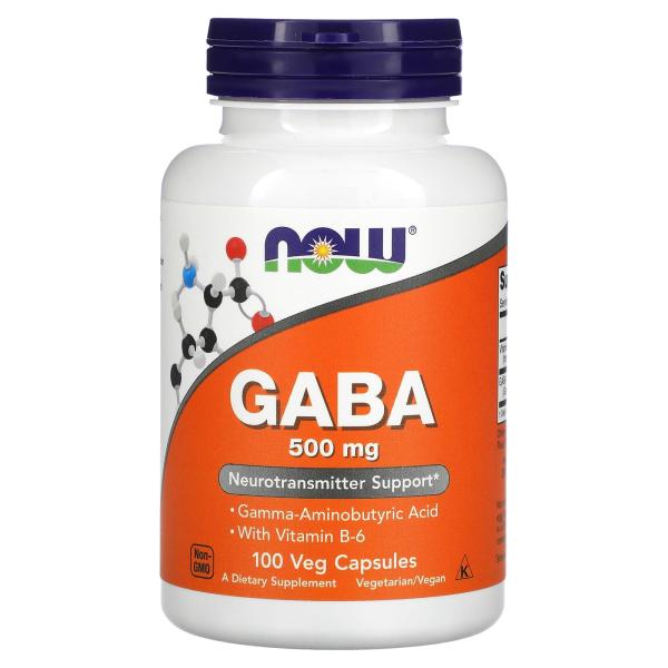 NOW Foods GABA Гамма-Аминомасляная кислота 500 мг 100 капсул