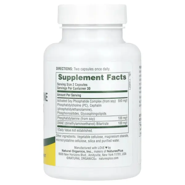 NaturesPlus, комплекс фосфатидилсерина с ДМЭА, 60 вегетарианских капсул