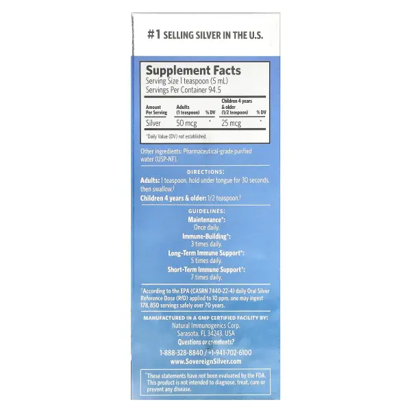 Sovereign Silver, Bio-Active Silver Hydrosol, 10 мкг/мл, 473 мл (16 жидк. унций)