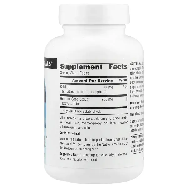 Source Naturals, Guarana Energizer, 900 мг, 60 таблеток