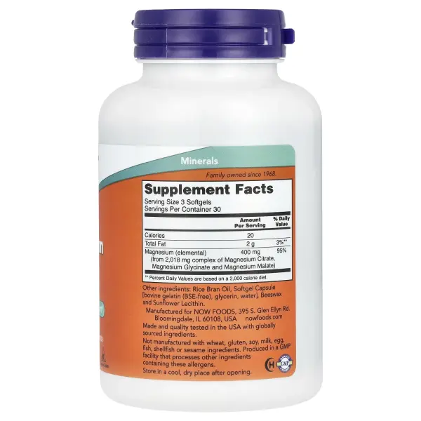 NOW Foods Цитрат магния 400 мг 90 капсул