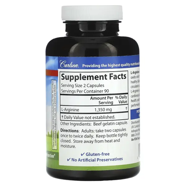 Carlson, L-аргинин, 180 капсул (675 мг на капсулу)